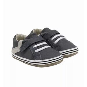Robeez First Kicks Adam Shoes Charcoal Leather 12-18 months Baby Shoes